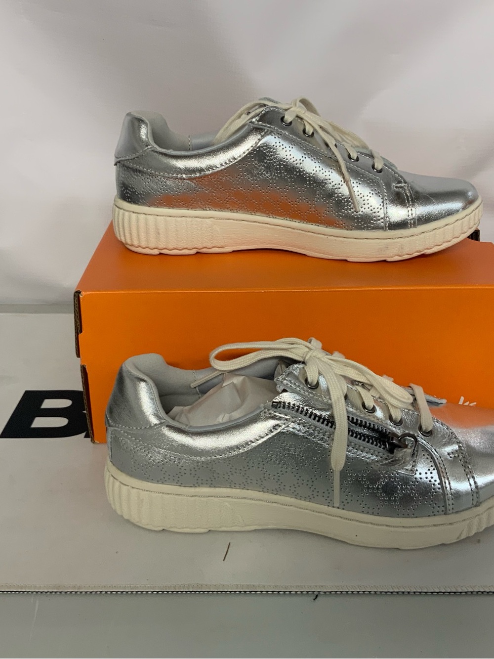 Clarks Silver Wedge Sneakers